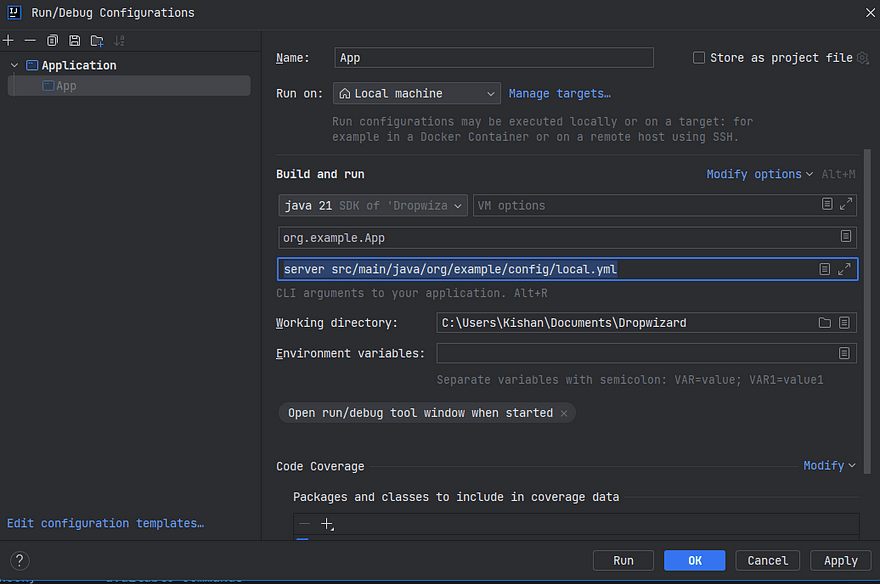Edit Configuration