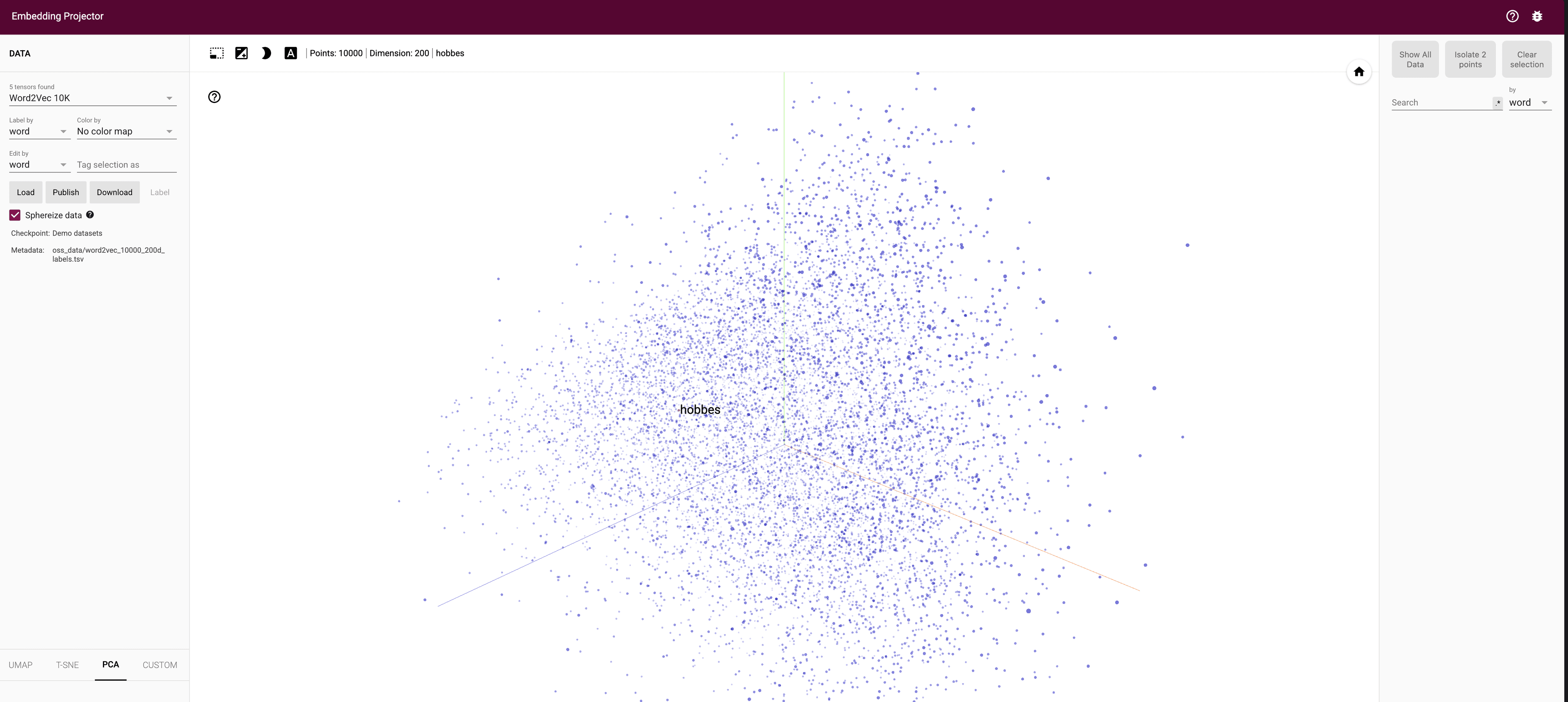 Tensorflow Embedding Projector