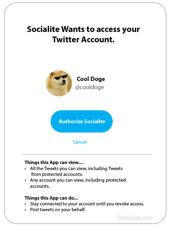 Twitter Auth Dialogue Page